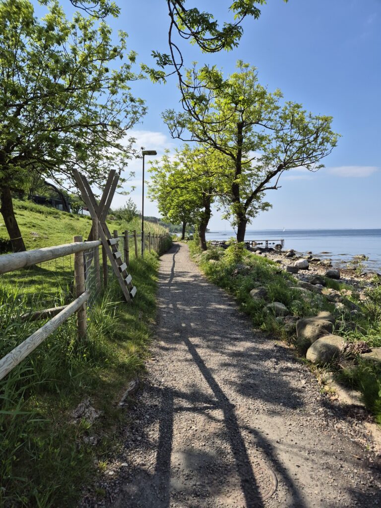 Vacker strandväg där man kan se en del av havet.